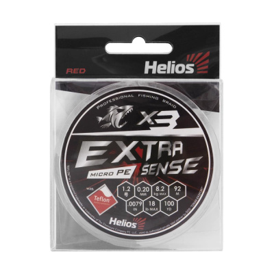Плетеный шнур Helios Extrasense X3 PE Red 92м