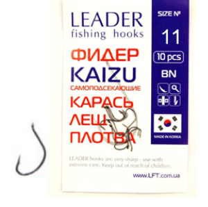 Крючок одинарный Leader Фидер Kaizu BN самоподсекающийся (№11)