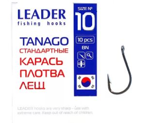 Крючок одинарный Leader Tanago BN (№10)