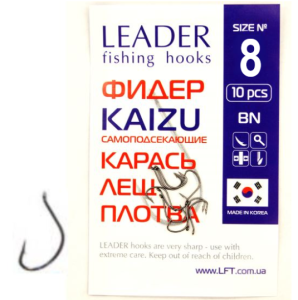 Крючок одинарный Leader Фидер Kaizu BN самоподсекающийся (№8)