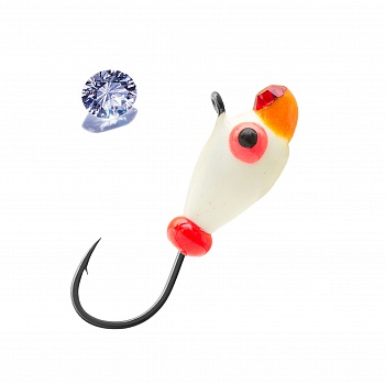 Мормышка вольфрамовая Lumicom Капля с ушком (обмазка с камнем малек), d 4.00mm.¶