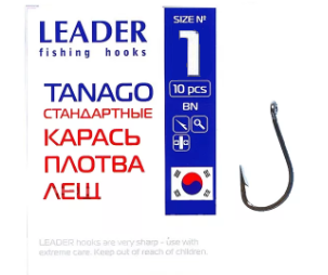 Крючок одинарный Leader Tanago BN (№1)