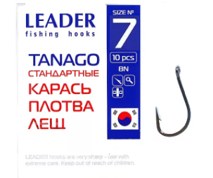 Крючок одинарный Leader Tanago BN (№7)