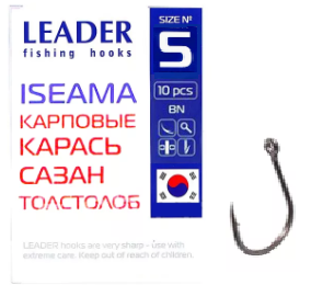 Крючок одинарный Leader Iseama BN (№5, (10 шт/уп))