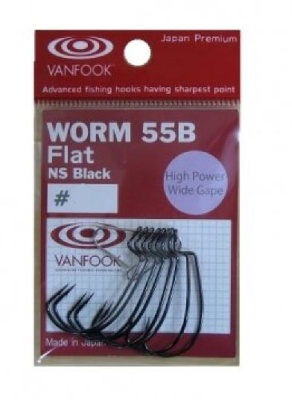 Крючок офсетный Vanfook Worm-55В Flat NS Black