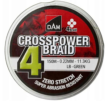Плетеный шнур Dam Crosspower 4-Braid 150м  (0.22mm)