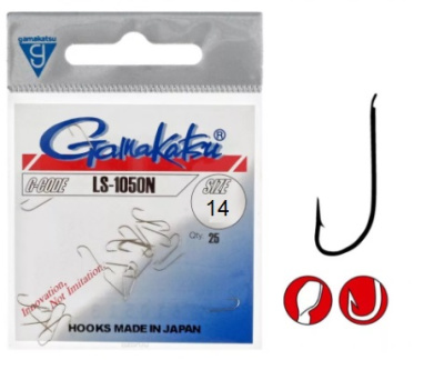Крючки Gamakatsu LS-1050N, №14, Nickel, (25шт) Крючки Gamakatsu LS-1050N, №14, Nickel, (25шт)