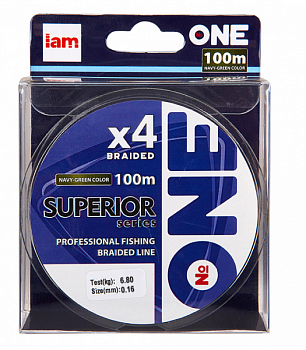 Плетеный шнур Iam №One Superior X4 100м Navy-green (0.16мм)