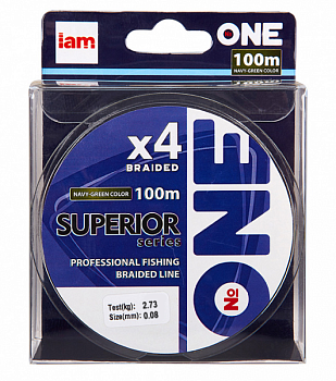 Плетеный шнур Iam №One Superior X4 100м Navy-green (0.08мм)