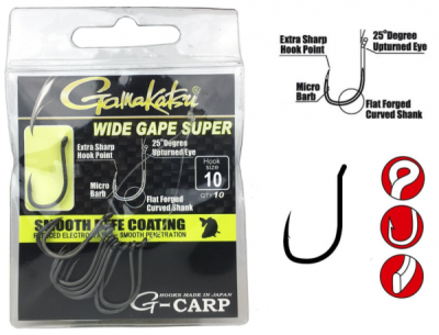 Крючок одинарный Gamakatsu G-Carp Wide Gape Super №10