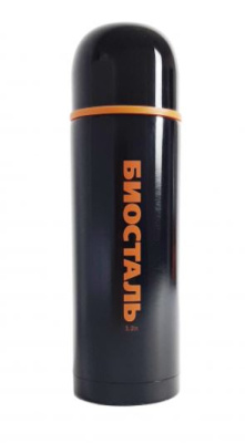 Термос Biostal-Спорт 1,2л c узким горлом и дополнительной чашкой черный