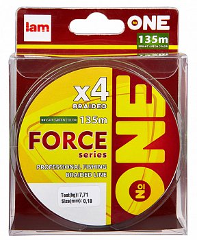 Плетеный шнур Iam №One Force X4 135м Bright-green (0.18мм)