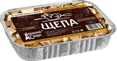 Щепа Домашний сундук для копчения птицы с специями яблоня и бук с мятой 1,27л