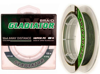 Плетеный шнур Gladiator 135м (0.25mm, Зеленый)