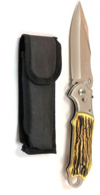 Нож складной Stainless большой кость в чехле