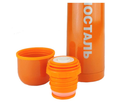 Термос Biostal 1,0л c узким горлом с кнопкой оранжевый (1)