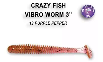 Приманка силиконовая Crazy Fish Vibro Worm 3" 7,5см (11-7.5-13-5)