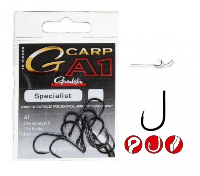 Крючки Gamakatsu A1 G-Carp Specialist, №1/0, (10шт)