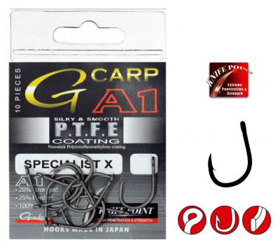 Крючки Gamakatsu G-Carp A1 PTFE Specialist X, №8