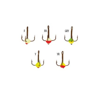 Крючки-тройники SALMO для приманок с каплей цветной 81171 Y (08; 10; 12; 14; 16; 18)
