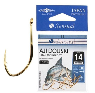 Крючки Mikado Sensual Aji Douski W/Ring, №14 G (10шт) Крючки Mikado Sensual Aji Douski W/Ring, №14 G (10шт)
