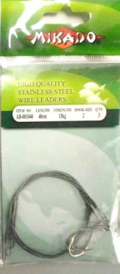Поводок AB-Mikado 1040 с крючками 40см/15кг(3шт) Поводок AB-Mikado 1040 с крючками 40см/15кг(3шт)
