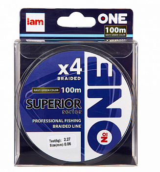 Плетеный шнур Iam №One Superior X4 100м Navy-green (0.06мм)