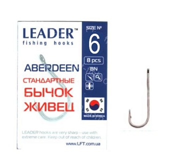 Крючок одинарный Leader AberDeen BN (№6)