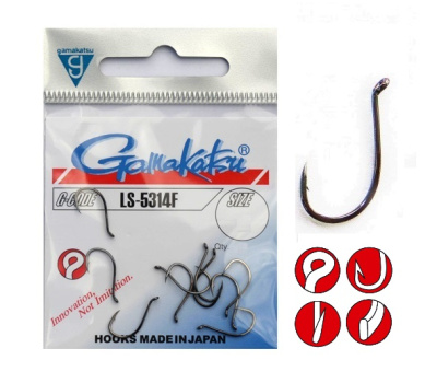 Крючки  Gamakatsu Hook LS-5314F, Black, №4, (10шт)