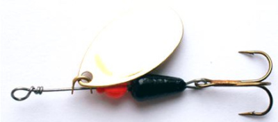 Блесна Французская вращающаяся 6г с тройником Mustad Блесна Французская вращающаяся 6г с тройником Mustad