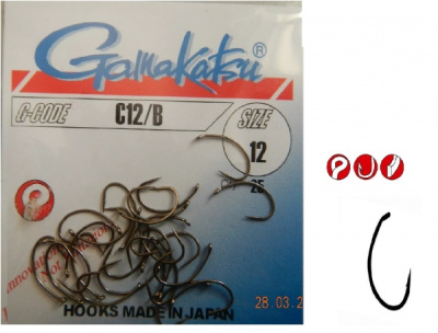 Крючок одинарный Gamakatsu C12/B №12 Bronze¶ Крючок одинарный Gamakatsu C12/B №12 Bronze¶