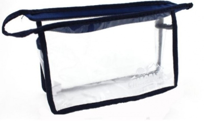 Косметичка Следопыт с прозрачными окошками темно-синяя окантовка на молнии 10*15*5см