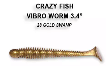Приманка силиконовая Crazy Fish Vibro Worm 3.4" 8,5см (12-85-28-4, Креветка)