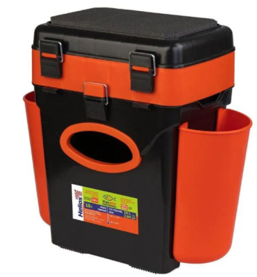 Ящик зимний Helios FishBox двухсекционный оранжевый с двумя стаканами 10л