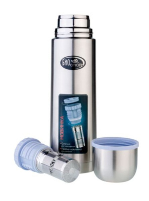 Термос Biostal 0,75л c узким горлом и пробкой с ситечком (1)