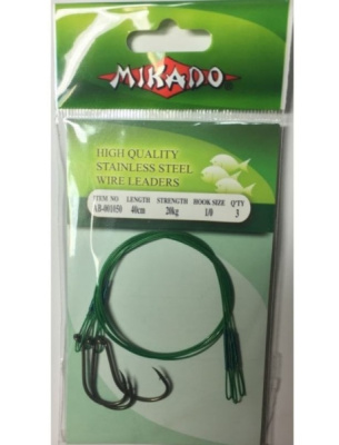 Поводок AB-Mikado 1050 с крючками 40см/20кг(3шт) Поводок AB-Mikado 1050 с крючками 40см/20кг(3шт)