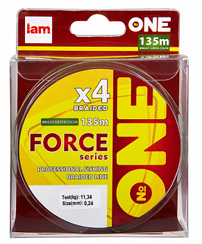 Плетеный шнур Iam №One Force X4 135м Bright-green (0.24мм)