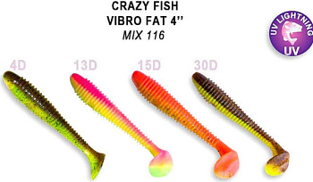 Приманка силиконовая Crazy Fish Vibro Fat 4" 10cм (15-100-М116-6)