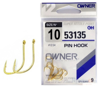 Крючок одинарный Owner Pin Hook Gold №10