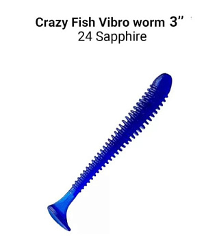 Приманка силиконовая Crazy Fish Vibro Worm 3" 7,5см (11-75-24-6)
