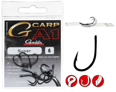 Крючок одинарный Gamakatsu A1 G-Carp Super №6