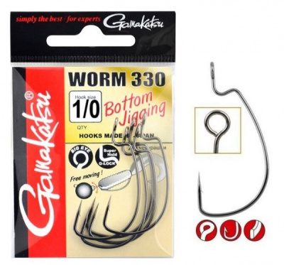Крючок офсетный Gamakatsu Worm330 Bottom Jigging №1/0