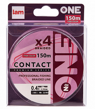 Плетеный шнур Iam №One Contact X4 150м Pink (0.4PE, 0.104мм)