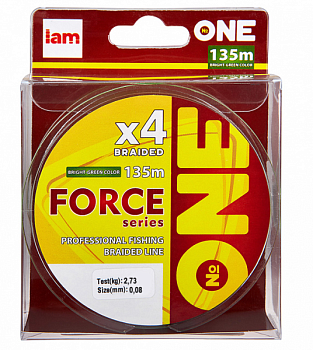 Плетеный шнур Iam №One Force X4 135м Bright-green (0,08мм)