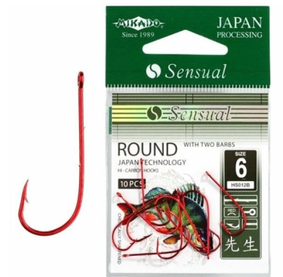 Крючок одинарный Mikado Sensual Round With Barbs Red №6