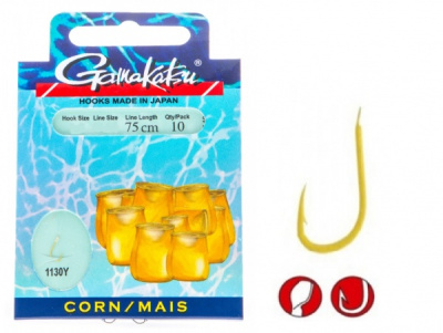 Крючок + поводок Gamakatsu BKS-1130Y, Corn, №6, 75cm, (10шт) Крючок + поводок Gamakatsu BKS-1130Y, Corn, №6, 75cm, (10шт)