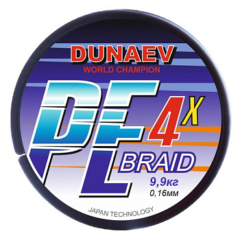 Плетеный шнур Dunaev Braid PE X4 Ярко-зеленый 150м (0.16мм)