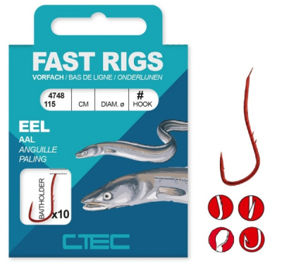 Крючок + поводок Spro C-Tec Eel Aal Baitholder, 70cm, 0.28mm, №6 (10шт)