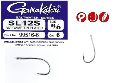 Крючки Gamakatsu Hook SL12S Big Game №6/0 (6шт) Крючки Gamakatsu Hook SL12S Big Game №6/0 (6шт)