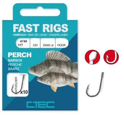Крючок + поводок Spro C-Tec Perch Baitholder 50см 0.25мм №4